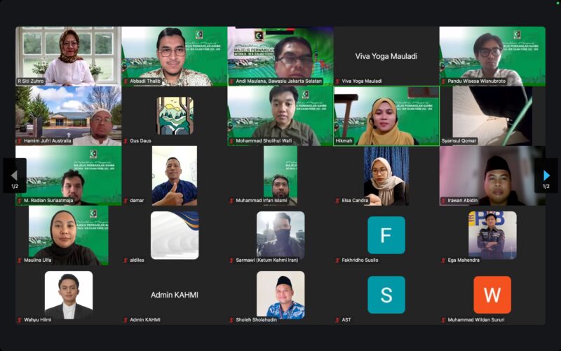 Suasana pelantikan KAHMI AUNZ secara daring.